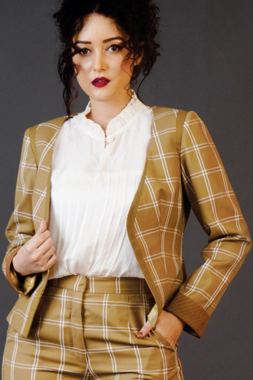 Business Suit with Collared Top - Image 3