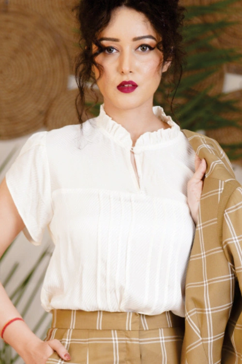 Business Suit with Collared Top - Image 2