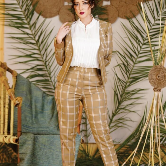 Business Suit with Collared Top