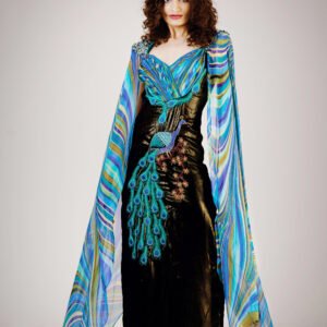 Embelished ruffle sleeve Gown