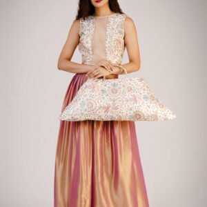 Printed crop top with pleated skirt