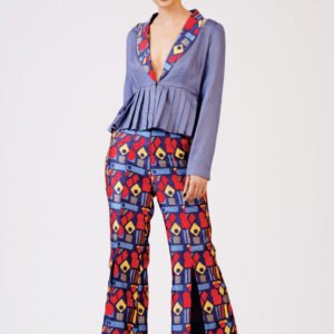 Plum Jacket with slit trouser