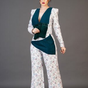 Creative collar coat with trouser