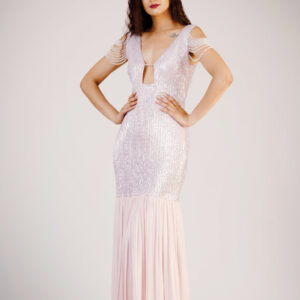 Plunge neck mermaid gown