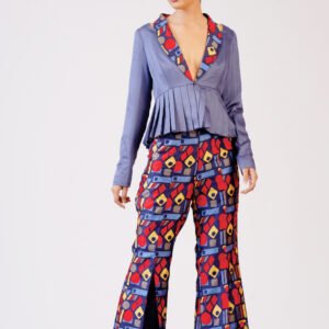 Designer colored blocked collared  business suit