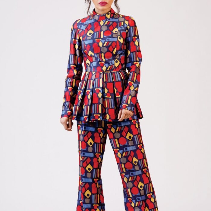 Corporate Jacket-Shirt with Pleated Waist & Flared Trouser