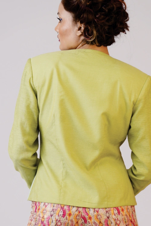 Lime Wrap Top & Printed Trouser Set - Image 3