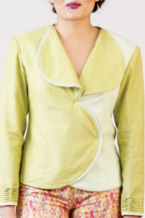 Lime Wrap Top & Printed Trouser Set - Image 4
