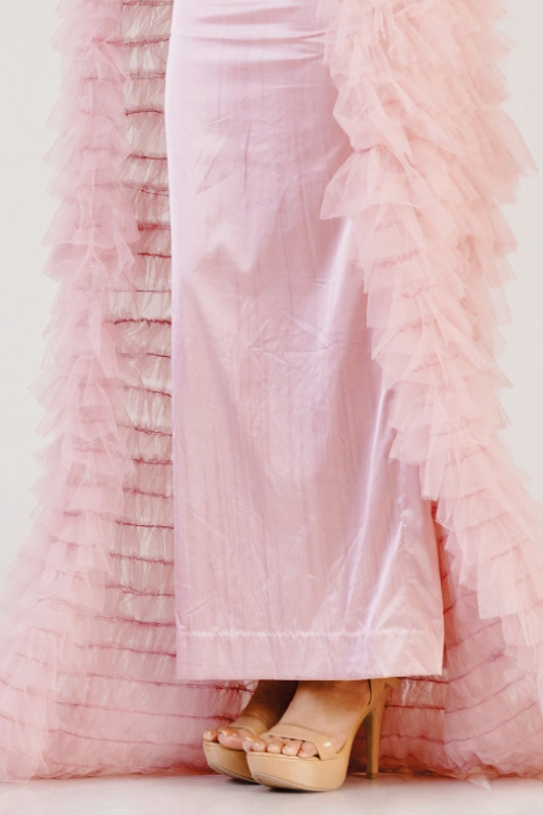 Blush Ruffle Cape Maxi Dress - Image 4