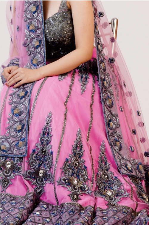Blush Pink Embroidered Lehenga Set - Image 5