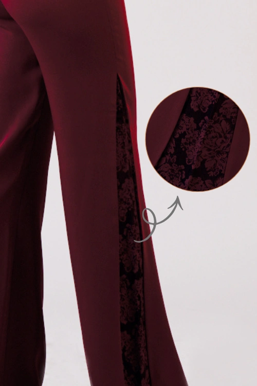 Burgundy Tuxedo Flared Trouser Set - Image 4