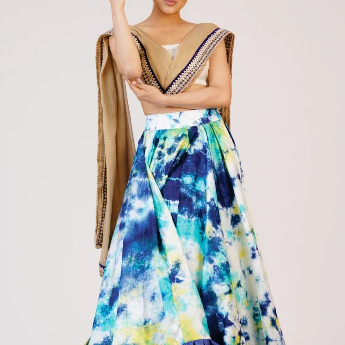 Blue Tie-Dye Lehenga Set