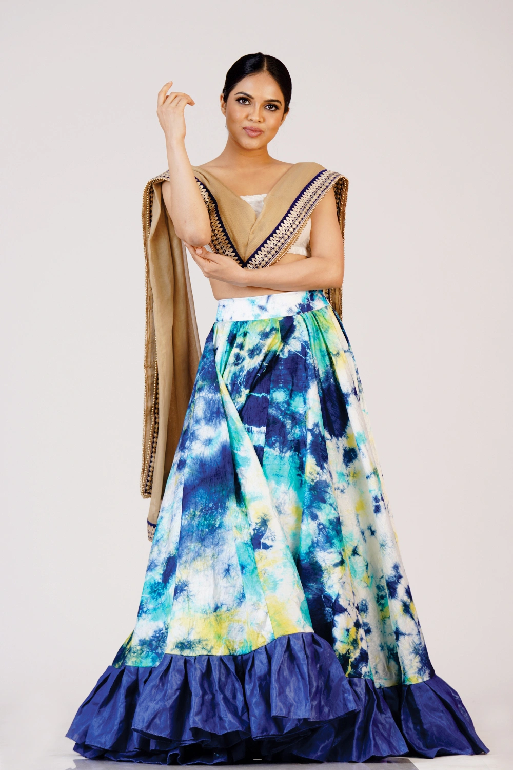 Blue Tie-Dye Lehenga Set