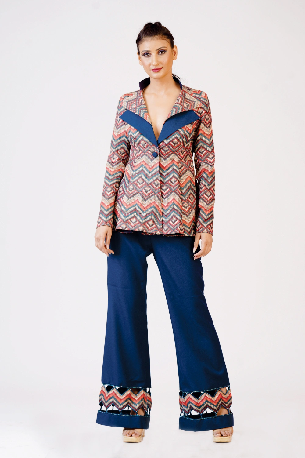 Women’s Printed Jacket & Flared Trouser Set