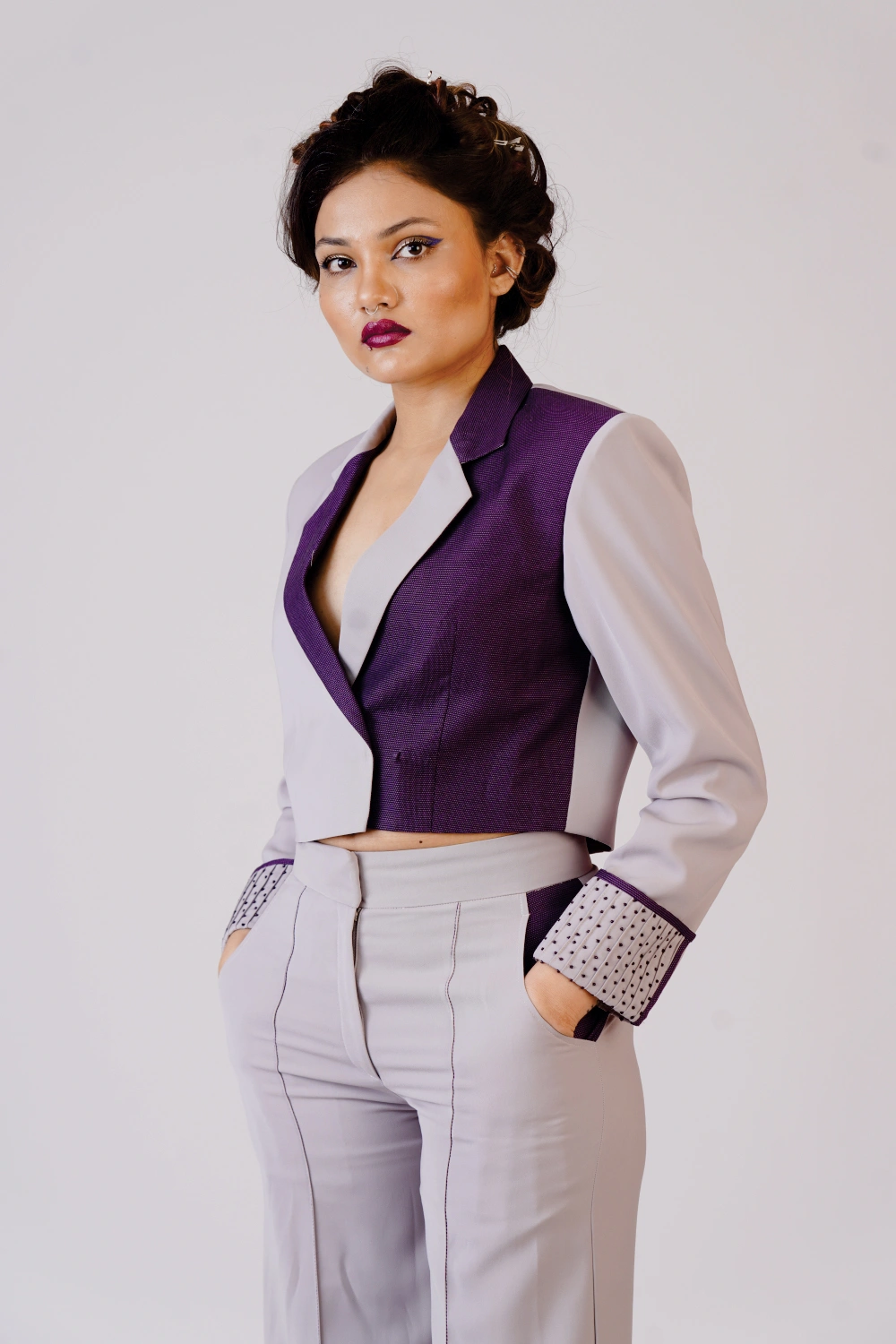 Women’s Color-Block Blazer & Wide-Leg Trouser Set - Image 12
