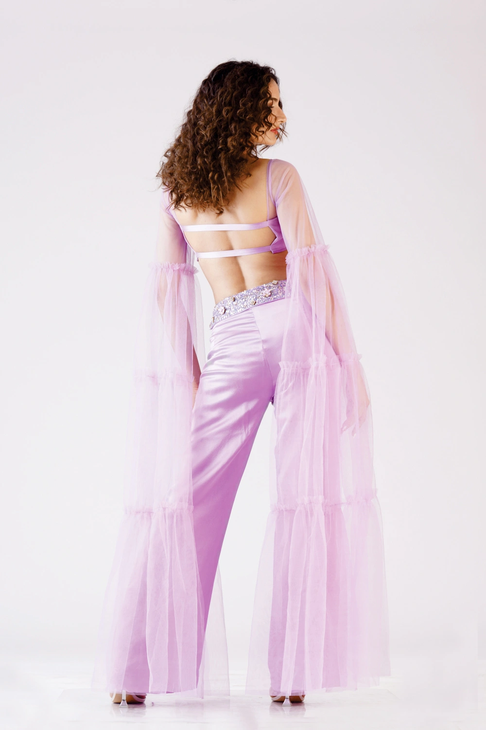 Lilac Woven Crop Top & Wide-Leg Trouser Set - Image 11