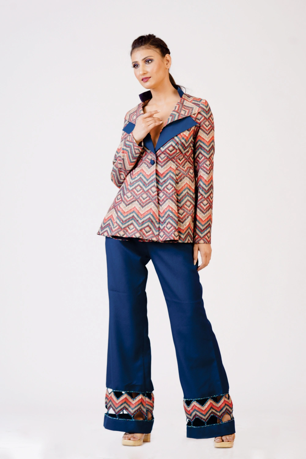 Women’s Printed Jacket & Flared Trouser Set - Image 10
