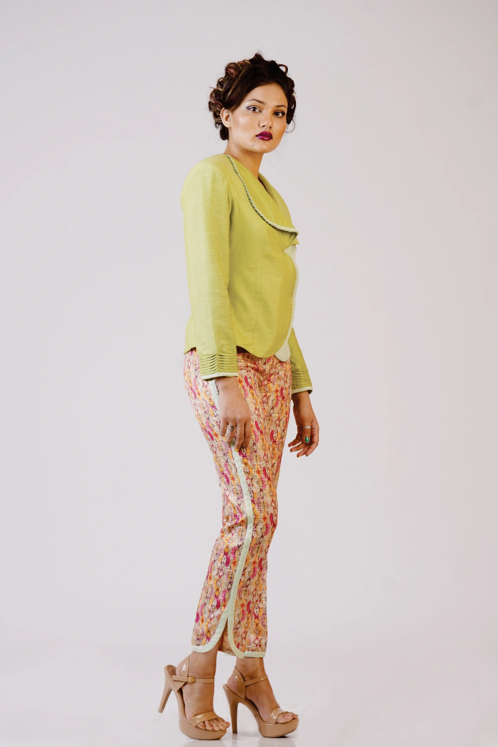 Lime Wrap Top & Printed Trouser Set - Image 10