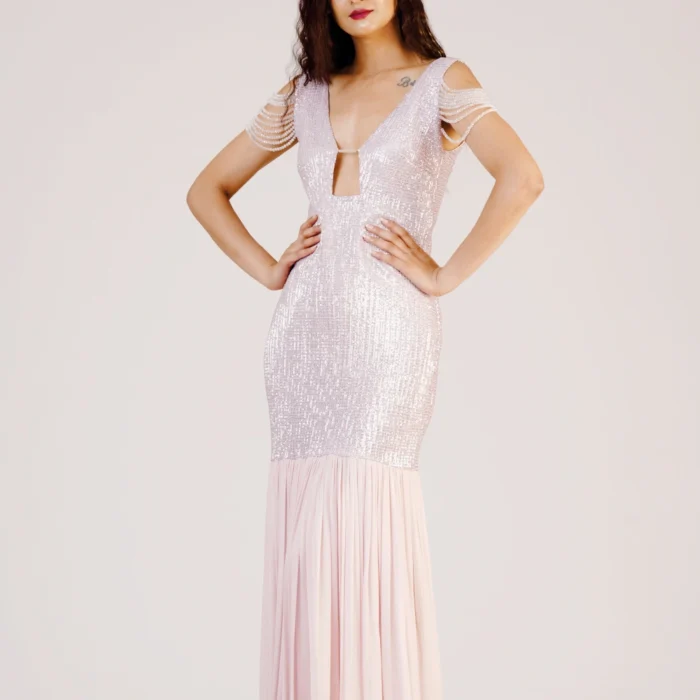 Blush Sequin Cut-Out Maxi Dress