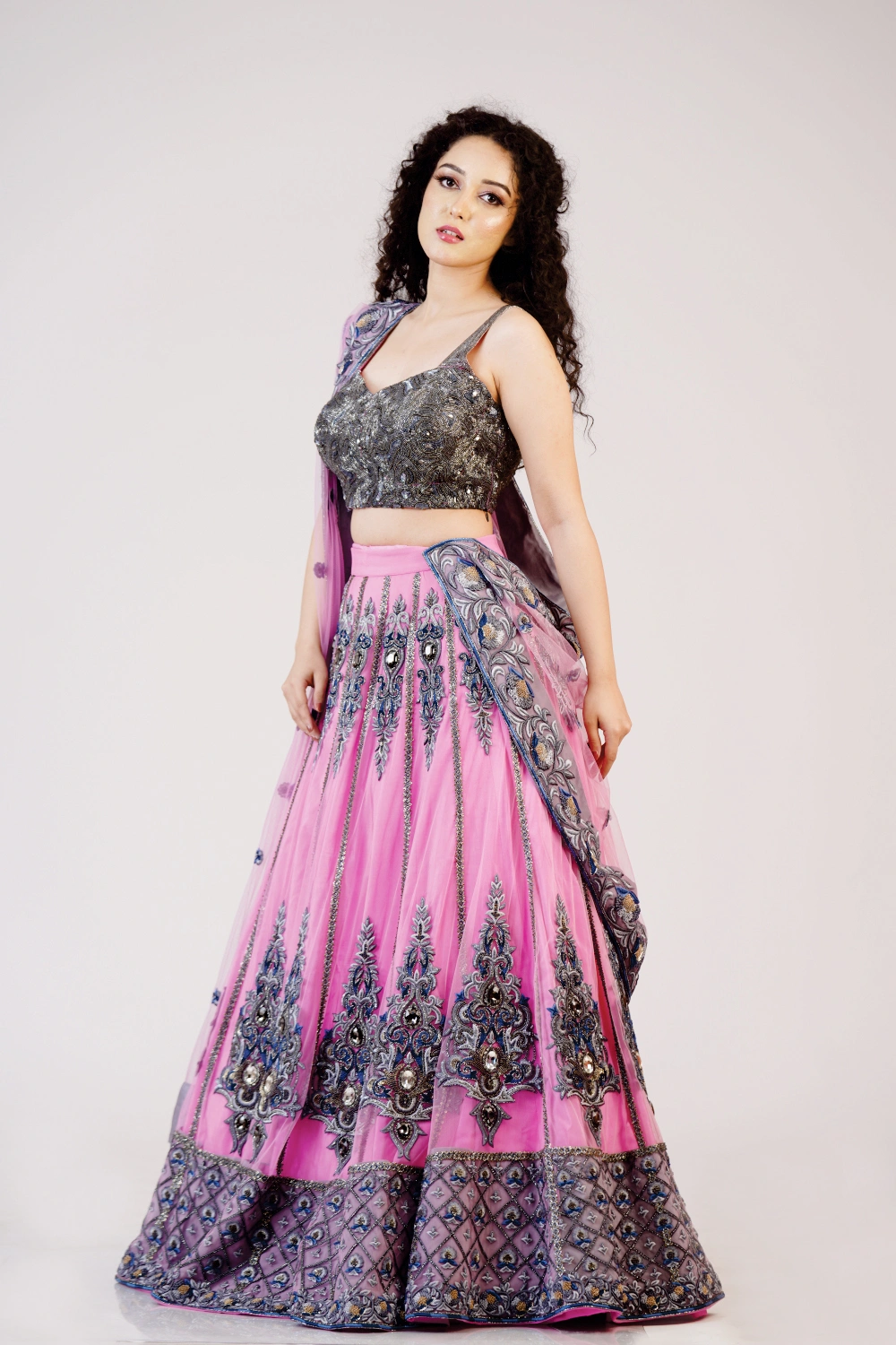 Blush Pink Embroidered Lehenga Set - Image 13