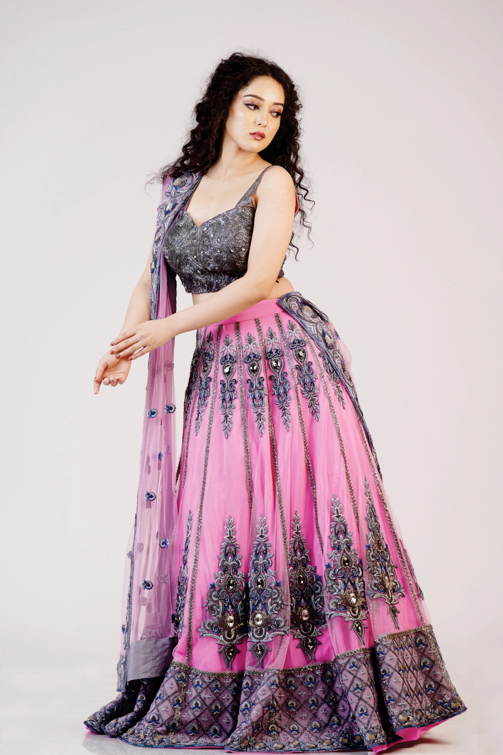 Blush Pink Embroidered Lehenga Set - Image 12