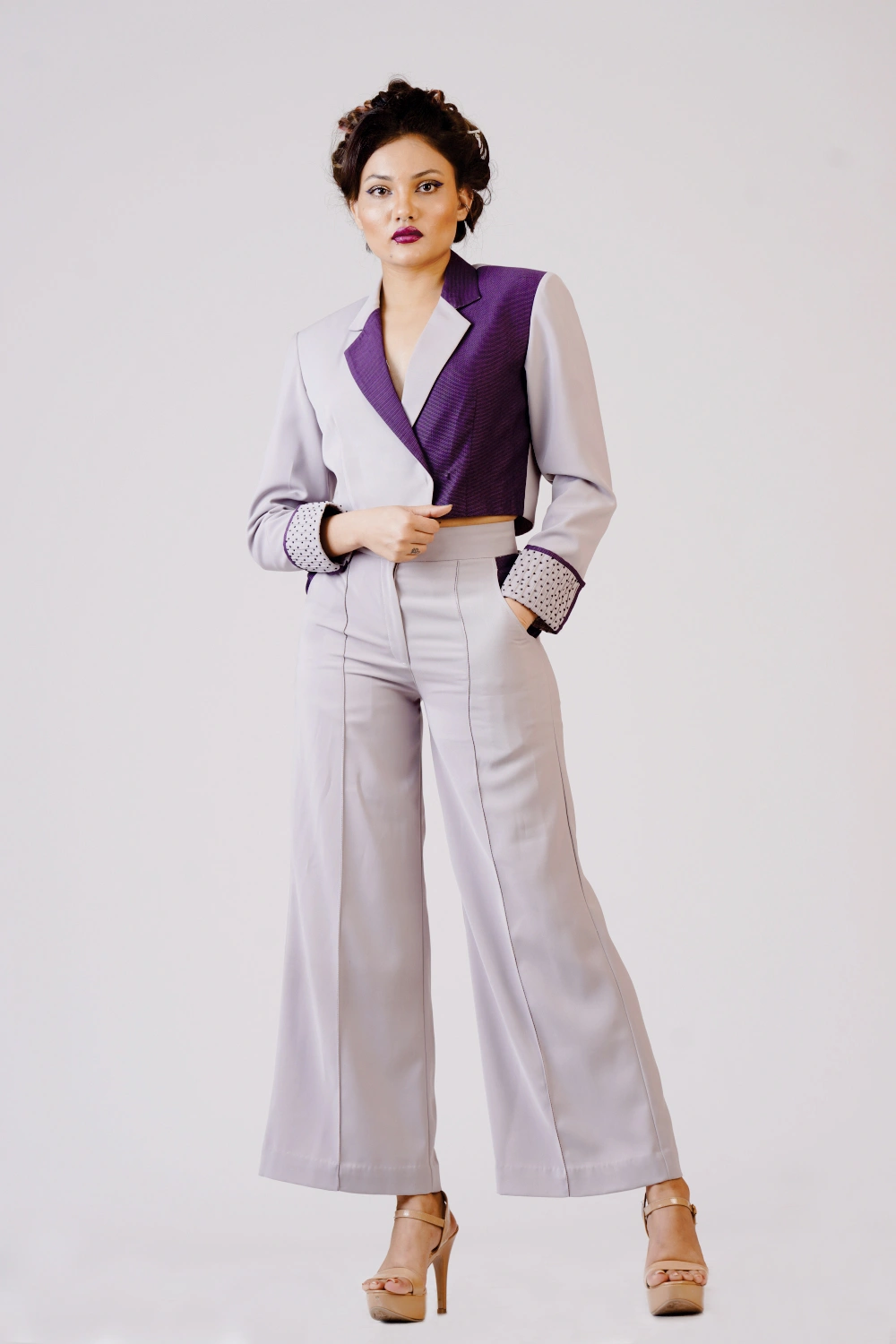 Women’s Color-Block Blazer & Wide-Leg Trouser Set - Image 9