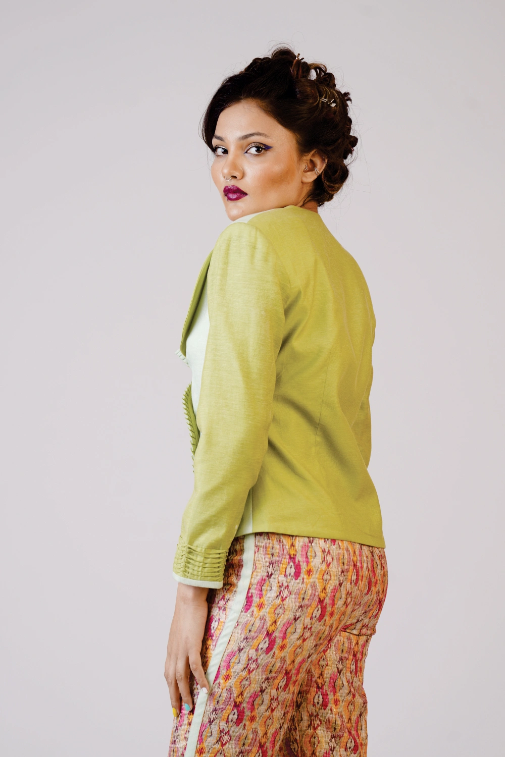 Lime Wrap Top & Printed Trouser Set - Image 9