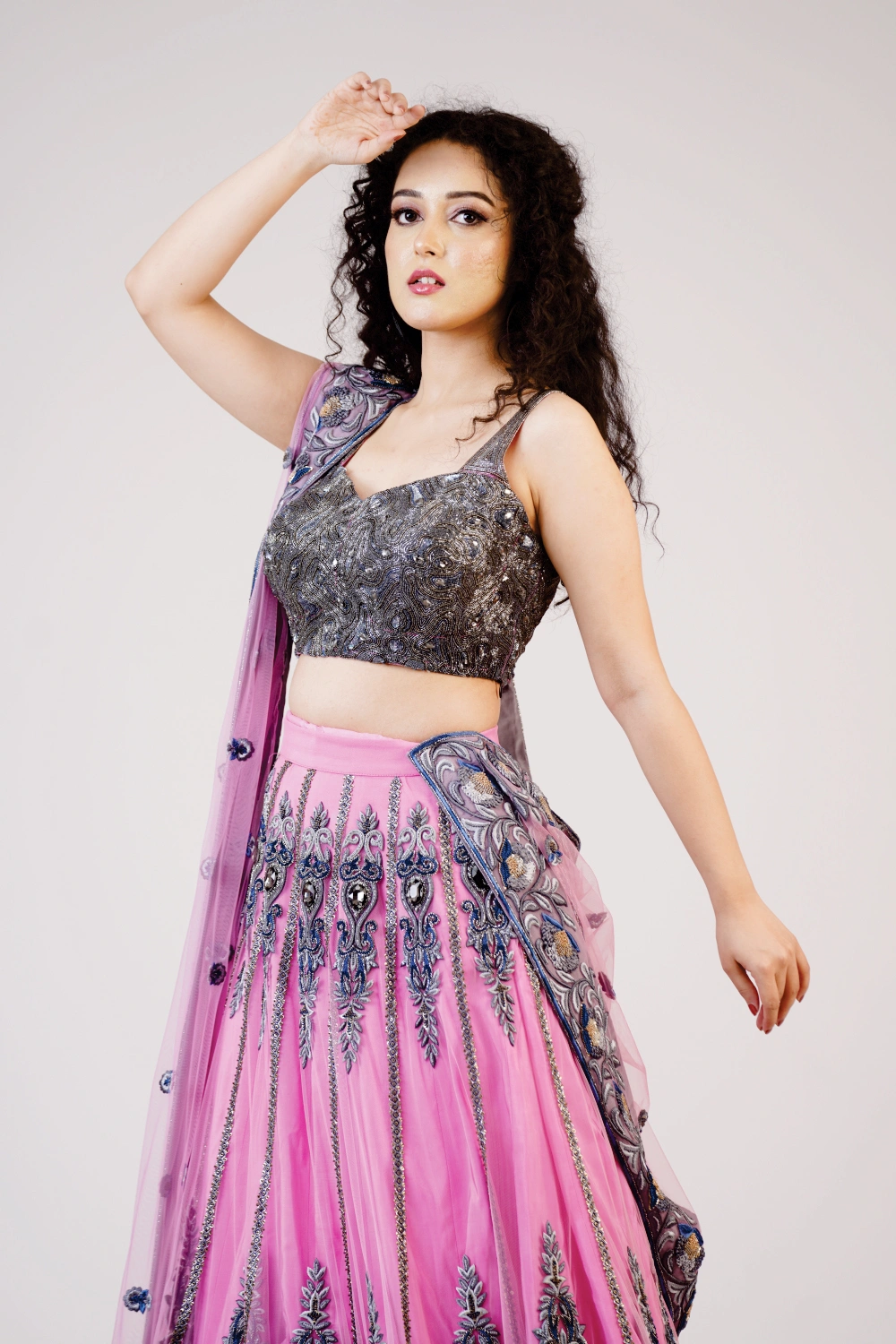 Blush Pink Embroidered Lehenga Set - Image 11