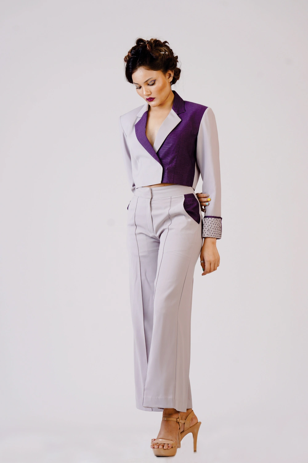 Women’s Color-Block Blazer & Wide-Leg Trouser Set - Image 8