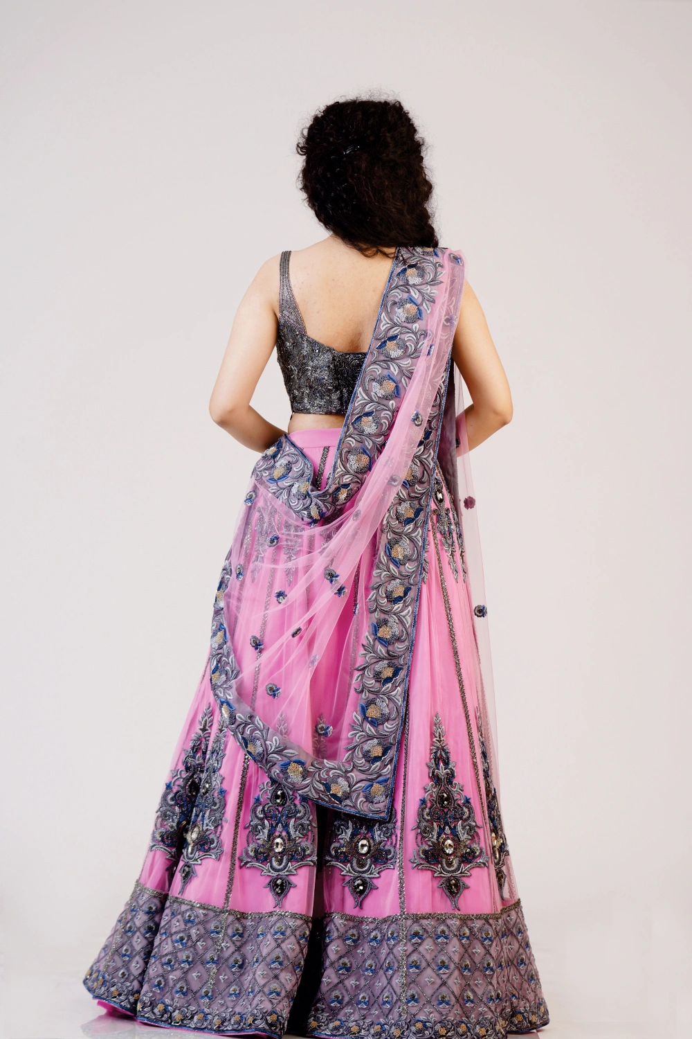 Blush Pink Embroidered Lehenga Set - Image 10