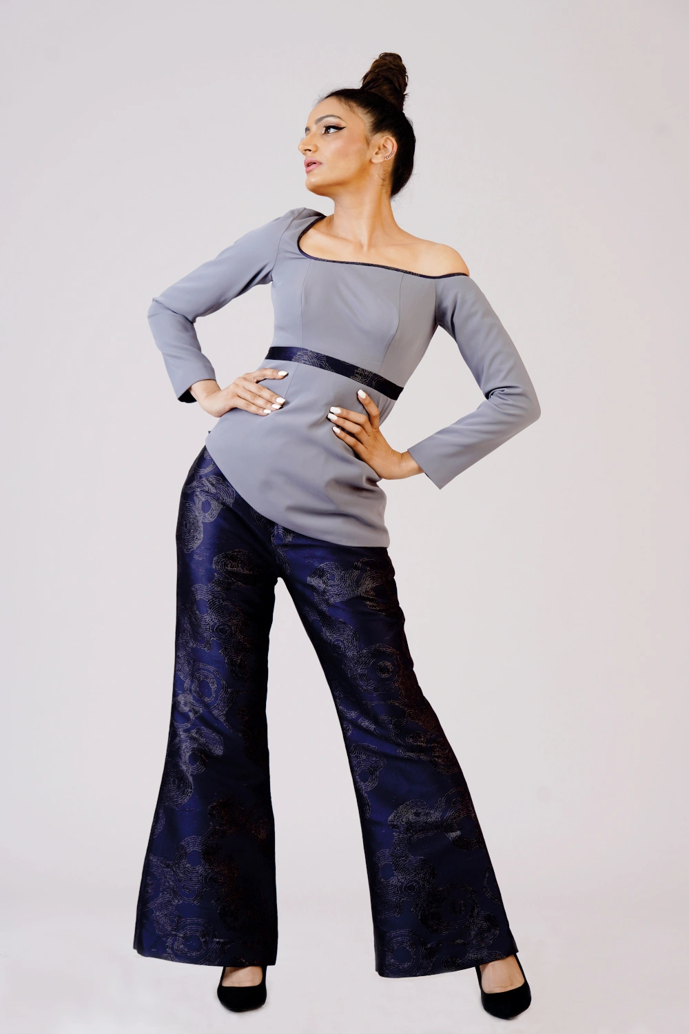 One-Shoulder Flared Trouser Set