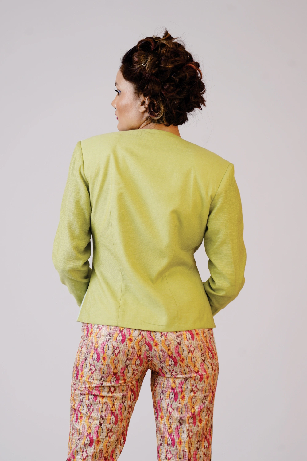 Lime Wrap Top & Printed Trouser Set - Image 8