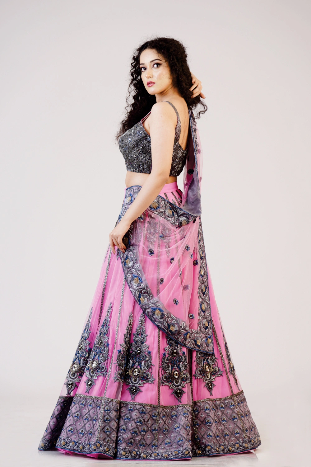 Blush Pink Embroidered Lehenga Set - Image 9