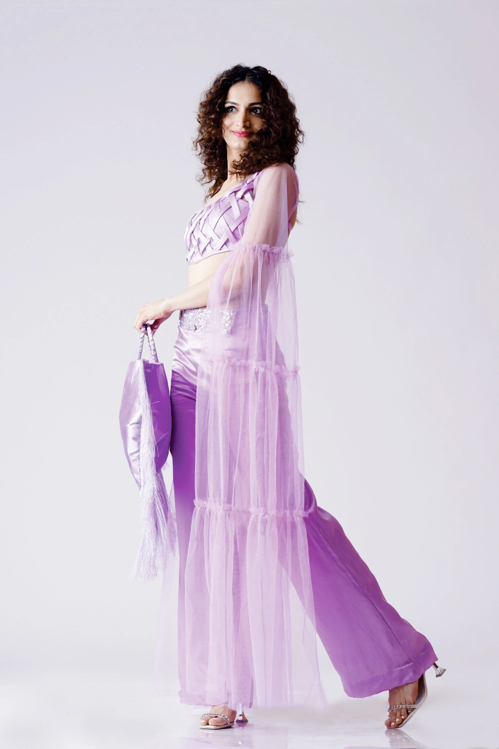 Lilac Woven Crop Top & Wide-Leg Trouser Set - Image 6