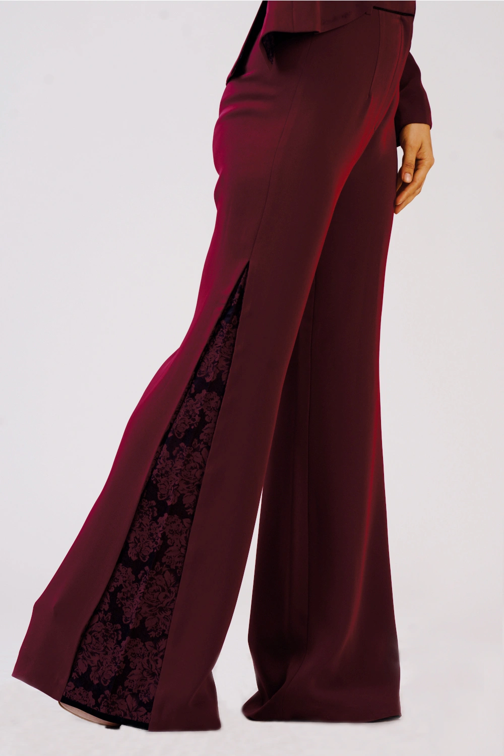 Burgundy Tuxedo Flared Trouser Set - Image 10