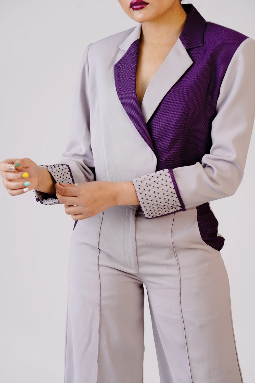 Women’s Color-Block Blazer & Wide-Leg Trouser Set - Image 7