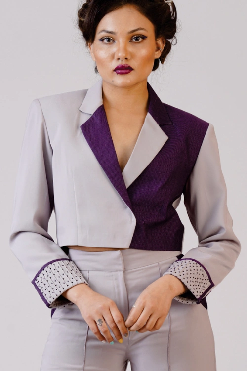 Women’s Color-Block Blazer & Wide-Leg Trouser Set - Image 2