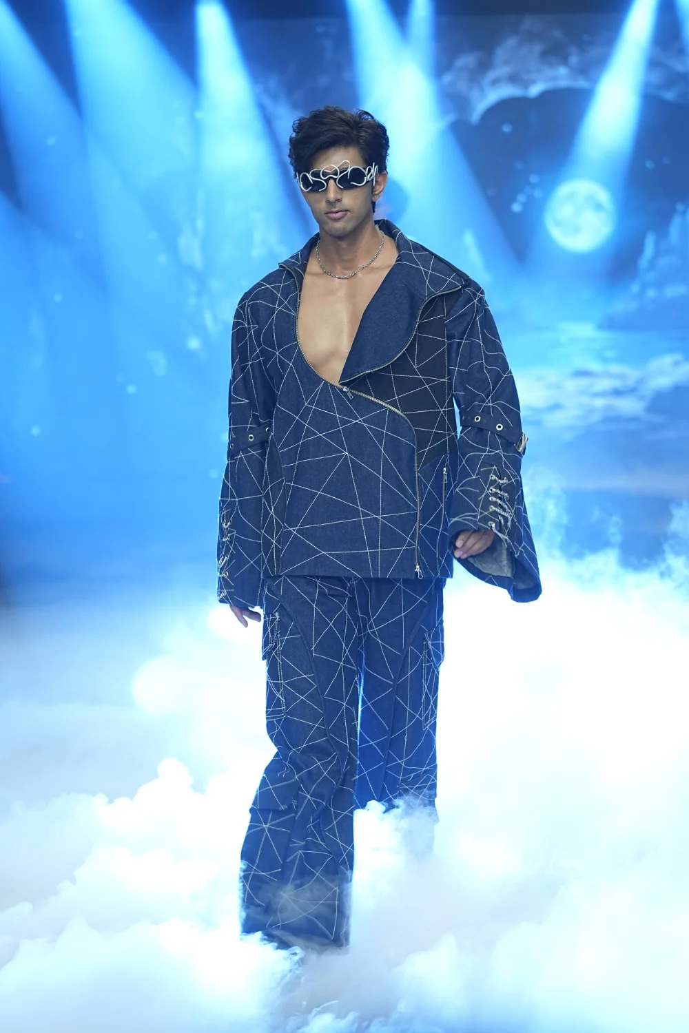 Midnight Linear Stitch Denim Jacket & Trouser Co-Ord Set - Image 9