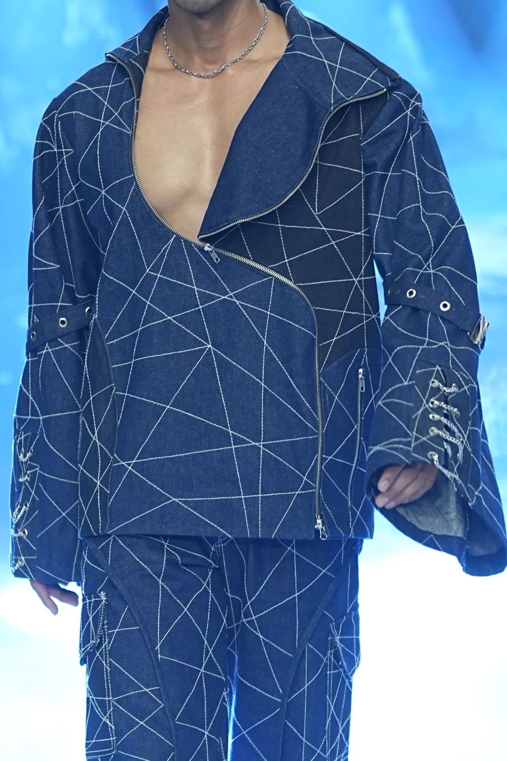 Midnight Linear Stitch Denim Jacket & Trouser Co-Ord Set - Image 11