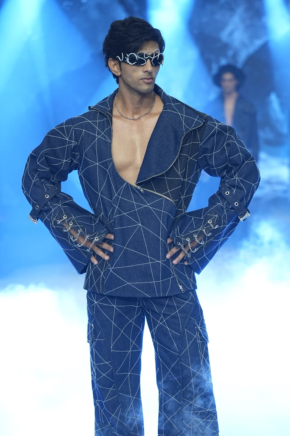 Midnight Linear Stitch Denim Jacket & Trouser Co-Ord Set - Image 8