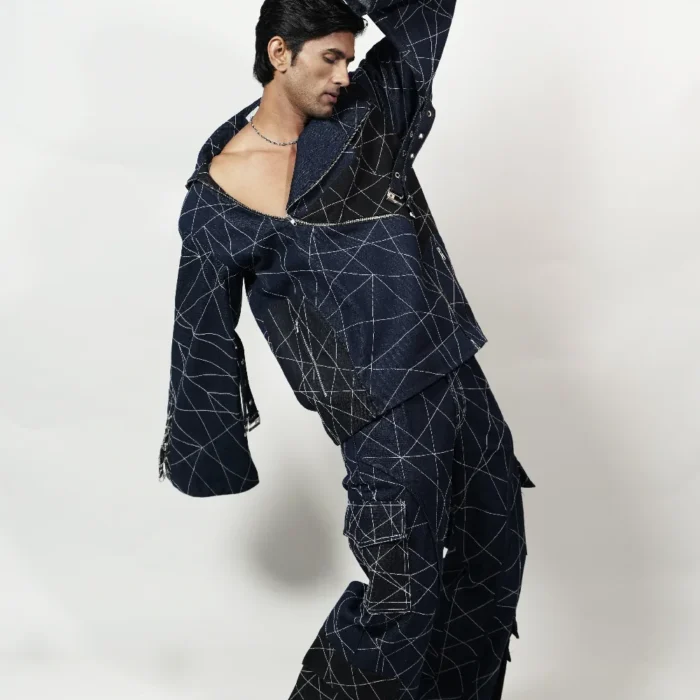 Midnight Linear Stitch Denim Jacket & Trouser Co-Ord Set