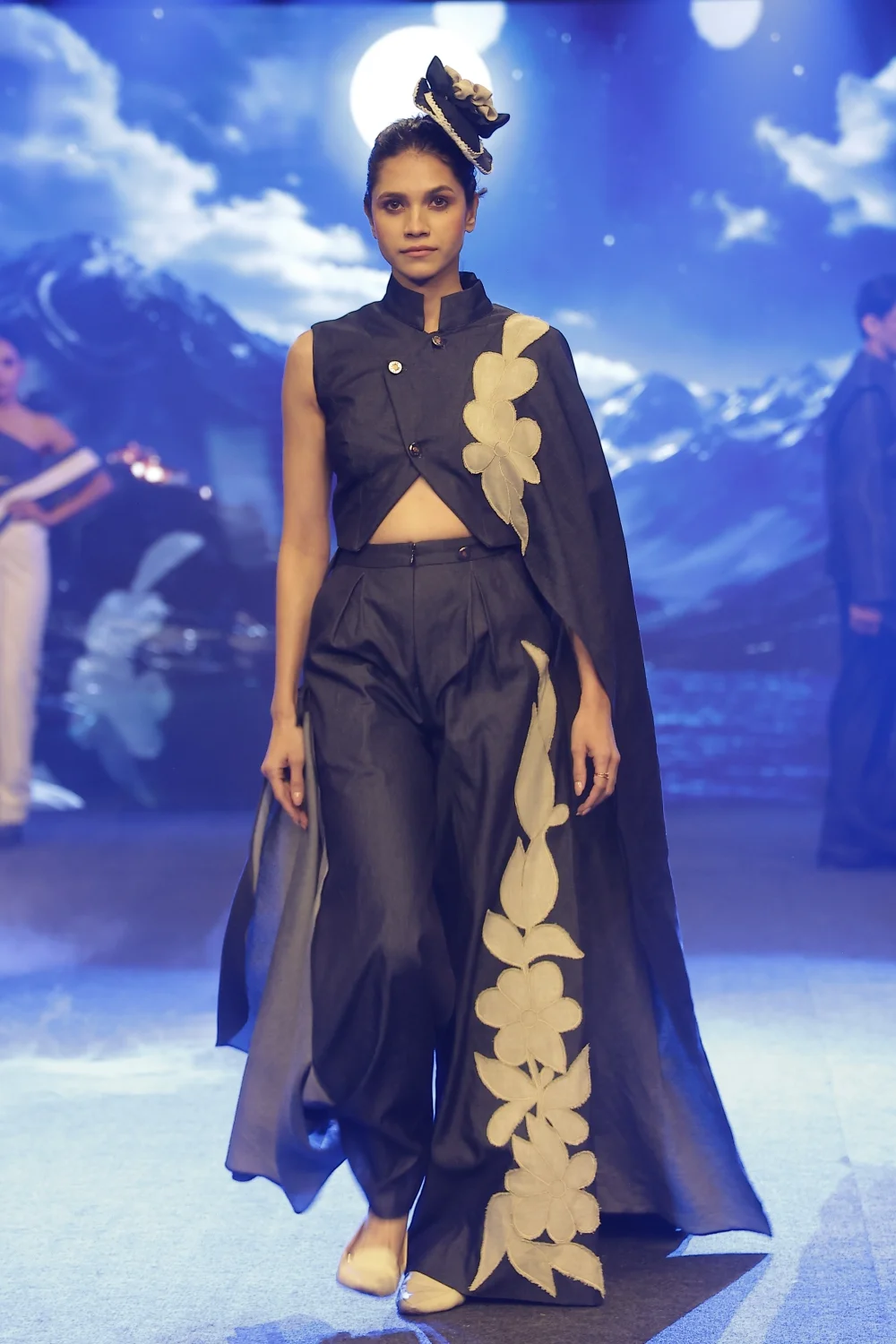 Midnight Floral Denim Cape Co-Ord Set