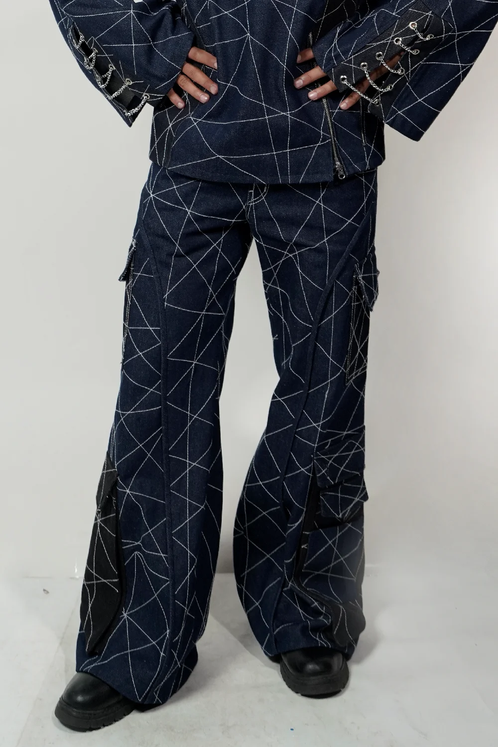 Midnight Linear Stitch Denim Jacket & Trouser Co-Ord Set - Image 3